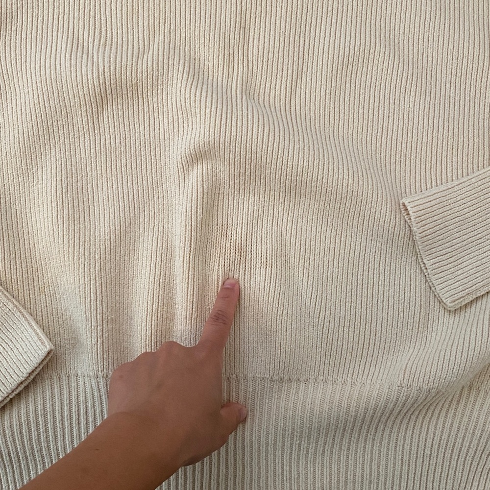 Free People Cream Ribbed Turtleneck Sweater Sz XS - Picture 3 of 5